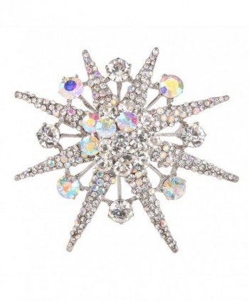 EVER FAITH Snowflake Star Brooch Iridescent Clear AB Austrian Crystal - CK11FMDGZTR