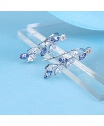 Earrings Climbers Crystals Swarovski Sapphire in Women's Clip-Ons Earrings