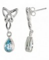 Sterling Silver Genuine Blue Topaz Triquetra Earrings Celtic Trinity Knot Teardrop- 1 1/4 inch - C01139R4ZXV