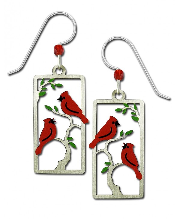 Sienna Sky Red Cardinals in Tree Hand Painted Bird Earrings with Gift Box Made in USA - CB182LK02K9