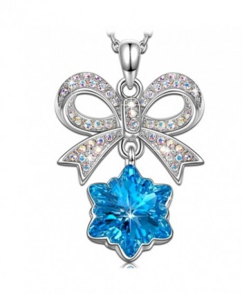 KATE LYNN [Luxury Jewelry Gift Packing] Women SWAROVSKI Crystals Gifts Snowflake Blue Pendant Necklace - CE1870EN4QQ