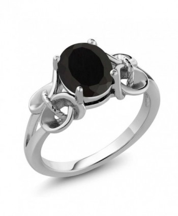 2.60 Ct Oval 9x7mm Black Onyx 925 Sterling Silver Women's Ring (Available in size 5- 6- 7- 8- 9) - CO116T1Q5M3