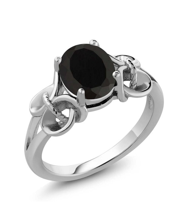 Oval Black Onyx Diamond Ring - Ladies 925 Silver Ring