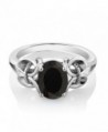 9x7mm Black Sterling Silver Womens