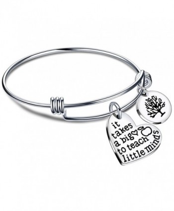 Expandable Bangle Bracelets Teacher Gifts for Graduation It takes a big heart to teach little minds - Style B - C5186L7UAZL