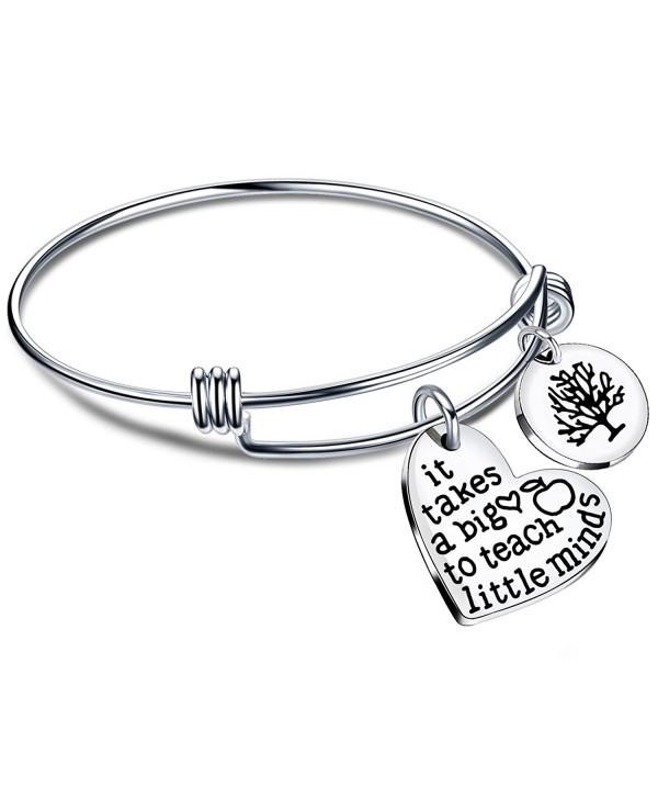 Expandable Bangle Bracelets Teacher Gifts for Graduation It takes a big heart to teach little minds - Style B - C5186L7UAZL