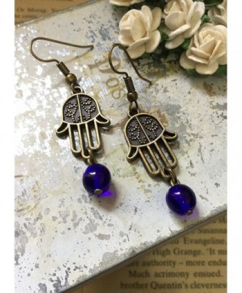 Hamsa Earrings Bronze Blessing Prayer