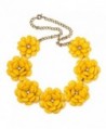 LuckyJewelry Vintage Women Flower Choker Chunky Statement Bib Pendant Necklace Golden Chain - Yellow - CD12J4BRV63