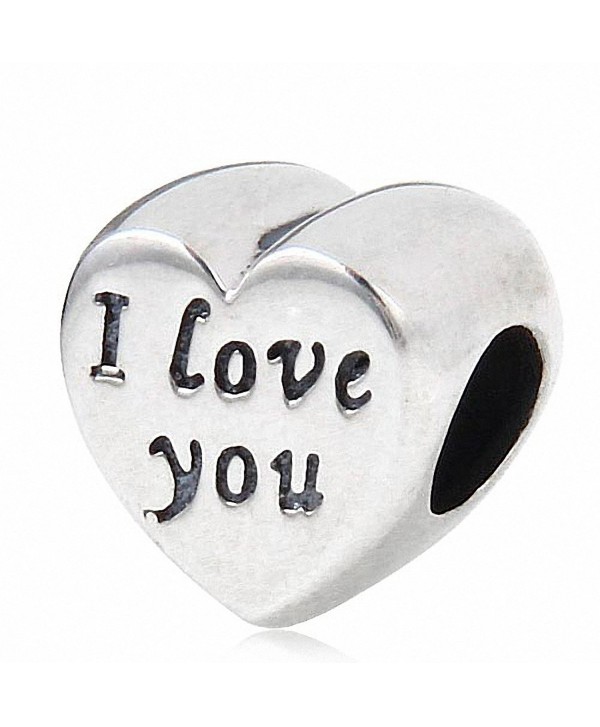 Letter I Love You Charms 925 Sterling Silver Heart Charm for Charms Bracelet - CD182S3O8AY
