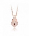 MYJS Devotion Rose Gold Plated Heart Lock Necklace with Clear Swarovski Crystals - 17+2" Extender - CQ1230MT1M9