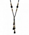 Beaded Rhinestone and Gem Long Y Necklace - SLIVER - CV1242FCXJ1