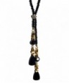 Beaded Rhinestone Necklace Black Color