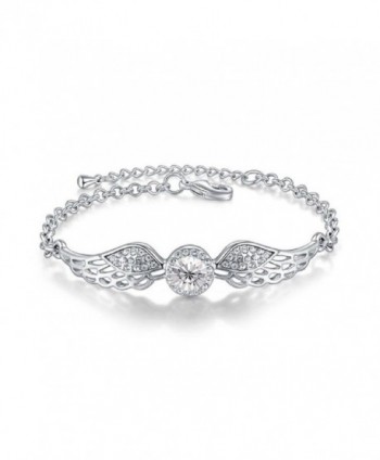 Crystals from Swarovski White Angel Wings Bangle Bracelet 18 ct White Gold Plated for Women 7.2" - CF12MZTT7FJ