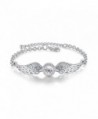 Crystals from Swarovski White Angel Wings Bangle Bracelet 18 ct White Gold Plated for Women 7.2" - CF12MZTT7FJ