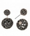 She Lian Vintage Hollow out Womens Double Side Round Ball Stud Earrings - Antique Gold Tone - C6129T6C18L