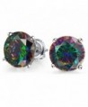 Bling Jewelry Round Simulated Rainbow Topaz CZ Screw Back Sterling Silver Stud Earrings 8mm - CS1235JYWSF