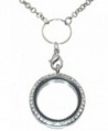 30mm Round Silvertone Floating Charm Locket Necklace Chrystal Rim 29 Inch Slip On Lanyard Style Chain 820 - CH11A9X51IF