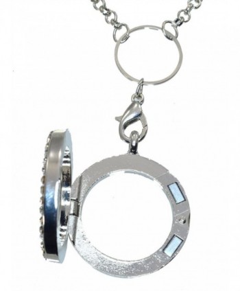 Silvertone Floating Necklace Chrystal Lanyard in Women's Lockets
