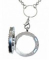 Silvertone Floating Necklace Chrystal Lanyard in Women's Lockets