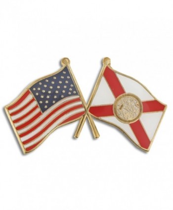 PinMart's Florida and USA Crossed Friendship Flag Enamel Lapel Pin - CW119PEM1NN