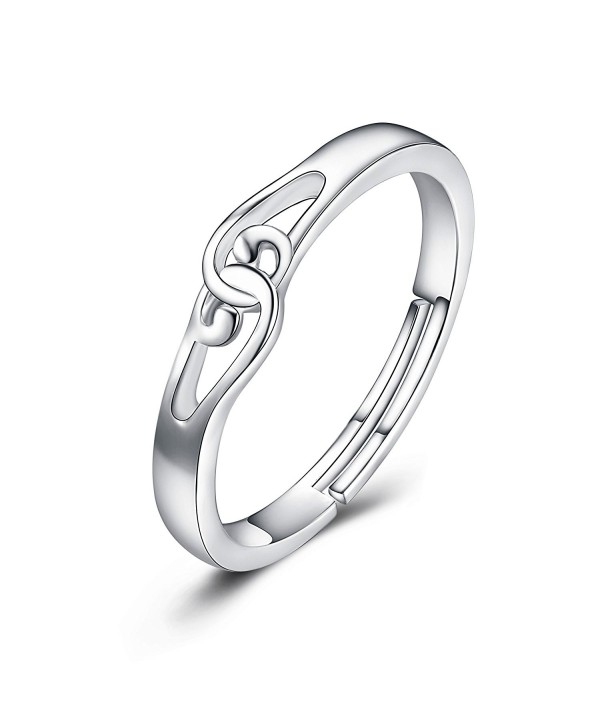 Sterling Silver Knot Ring Band for Women Girls Adjustable Open Ring US Size 5-9 - CW1884IE0DM