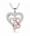 Caperci Sterling Silver Gold/Rose Gold Plated Open Heart "MOM" Pendant Necklace- Mothers Day Gift for Mom - CY1872NI7I5