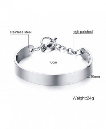 Engraving Personalized Stainless Bangle Toggle Silver tone