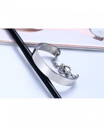 Engraving Personalized Stainless Bangle Toggle Silver tone in Women's Bangle Bracelets
