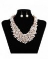 IPINK Fashion White Simulated Pearl Crystal Multi Strand Layer Chunky Jewelry Set - CX11VG7T48R