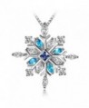 Long Way 925 Sterling Silver Snowflake Pendant Necklace with Blue CZ Long Way Fine Jewelry for Women - Blue - CZ188LIO8M2