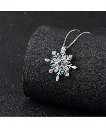 Long Way MSNE170130BU 925 Sterling Silver Snowflake Pendant Necklace with Blue CZ Long Way Fine Jewelry for Women Christmas Gift