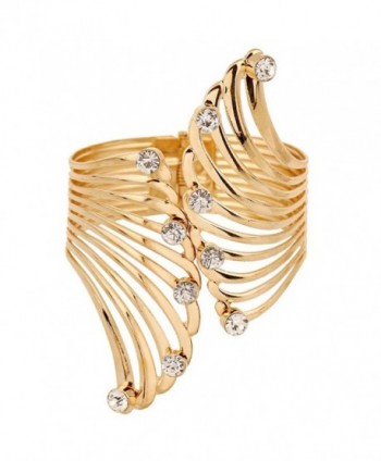 Q&Q Fashion Gold Big Cut Out Guardian Angel Fairy Wing Crystal Hinged Bracelet Bangle Cuff - CN126JQ8J4J