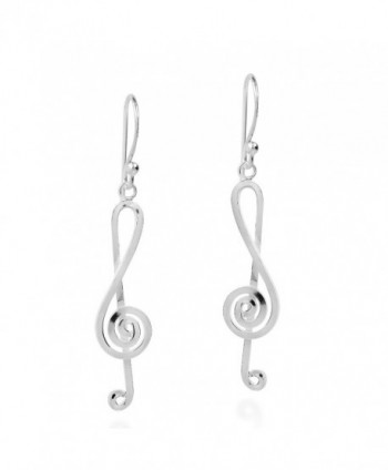 Melody Musical Treble Clef Notes .925 Sterling Silver Dangle Earrings - CQ12HOS8DIN