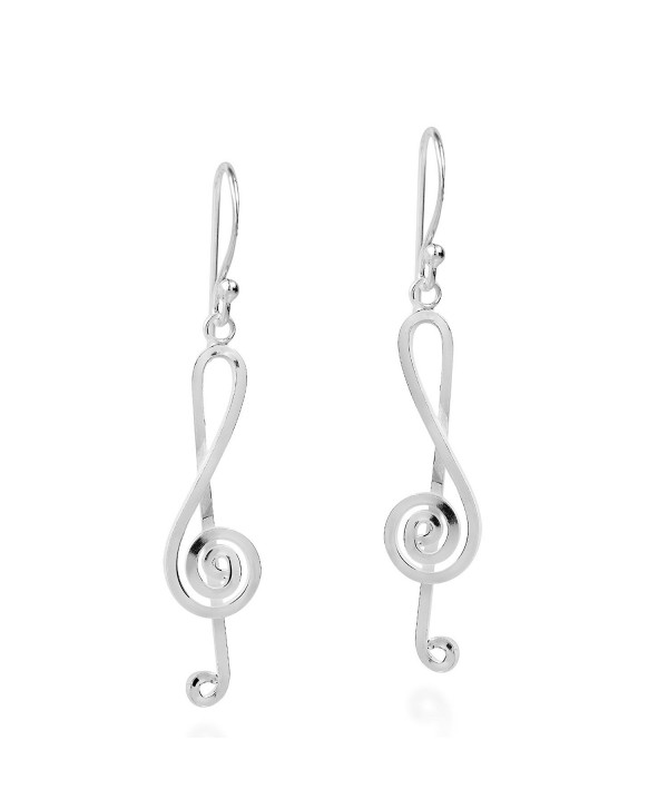 Melody Musical Treble Clef Notes .925 Sterling Silver Dangle Earrings - CQ12HOS8DIN