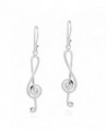 Melody Musical Treble Clef Notes .925 Sterling Silver Dangle Earrings - CQ12HOS8DIN