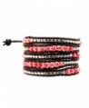 Womens Long Beaded Dyed Freshwater Cultured Pearl Wrap Around Leather Bracelet - CK126OFJ6BZ