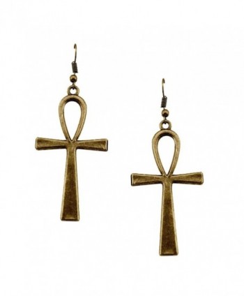 Antiqued Golden Egyptian Ankh Earrings