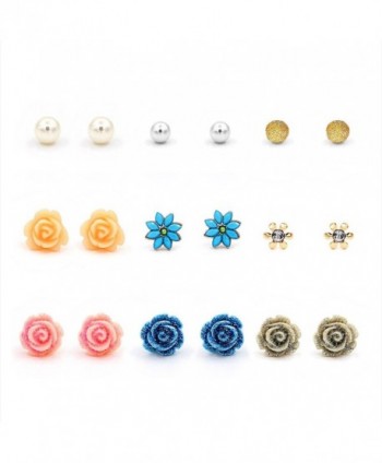 Hanloud Assorted Earrings Multiple Crystal - Rose Ball Pearl multi Earrings - CT18C9HMAI4