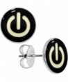 Body Candy Stainless Steel Power Button Glow in the Dark Stud Earrings - CC11FW65AXP