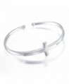 S925 Sterling Silver Engraved Faith Hope Love Inspirational Cuff Cross Bangle For Women - CC186DI6DNX