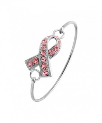 SENFAI Pink Ribbon Breast Cancer Support Survivor Bracelet Engraved Gift Jewelry For Cancer Survivor or Patient - CN12DAF8GKD
