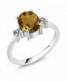 1.73 Ct Oval Whiskey Quartz White Diamond 925 Sterling Silver Ring - CL11ZC9YI3V