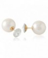 Front Back Earrings with Big Swarovski Crystal and Simulated Cream Pearl Ball by Lovey Lovey - CE11Z1INMP3