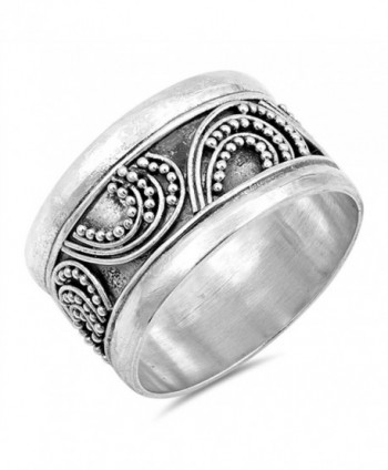 Bali Bar Bead Ball Unique Ring New .925 Sterling Silver Wide Band Sizes 6-10 - CE12JBXH5GP
