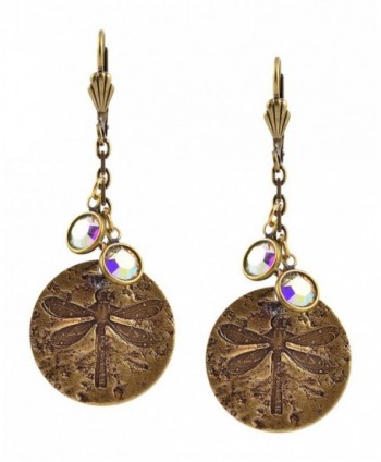 Anne Koplik Dragonfly Disk Earrings- Antique Gold Plated ER4667CAB - CF12D8QTMIP