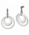 Amello stainless steel drop post Earring- white doublering ceramic element- original Amello ESOX05W - C611EWKP89T