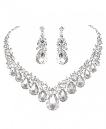 Youfir Rhinestone V shaped Teardrop Necklace - Clear - CF180A2KH5R