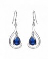 EVER FAITH Women's 925 Sterling Silver Prong CZ Simple Teardrop Daily Hook Dangle Earrings - Blue - CA17YGT8K4Q