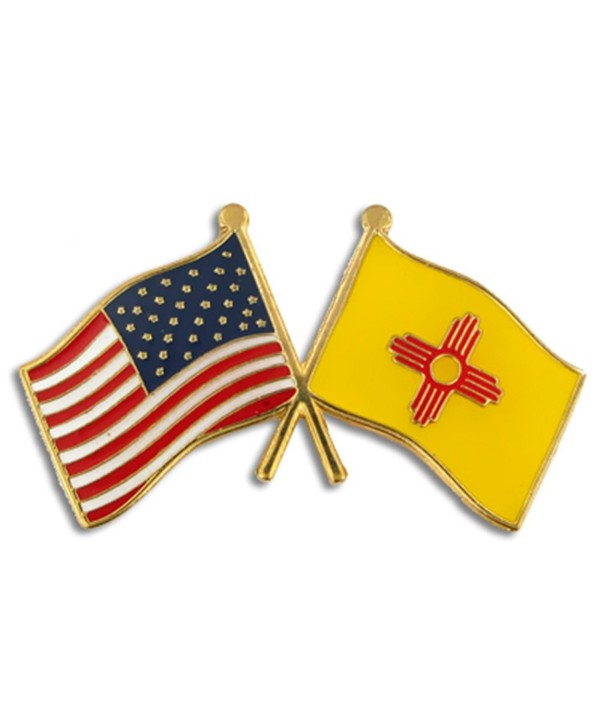 PinMart's New Mexico and USA Crossed Friendship Flag Enamel Lapel Pin - CK11L2LTPNV