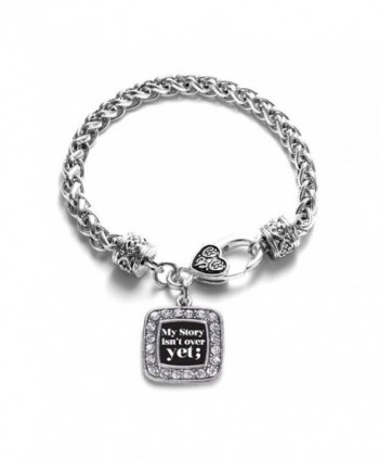 My Story Isn't Over Yet Semicolon Movement Classic Braided Classic Silver Plated Square Crystal Charm Bracelet - CV11XMTW9BL